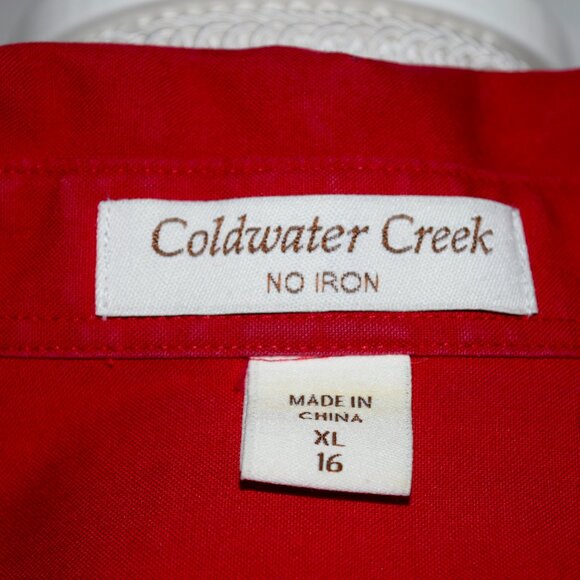 Coldwater Creek Red No-Iron Button-up Blouse | XL - Picture 5 of 5